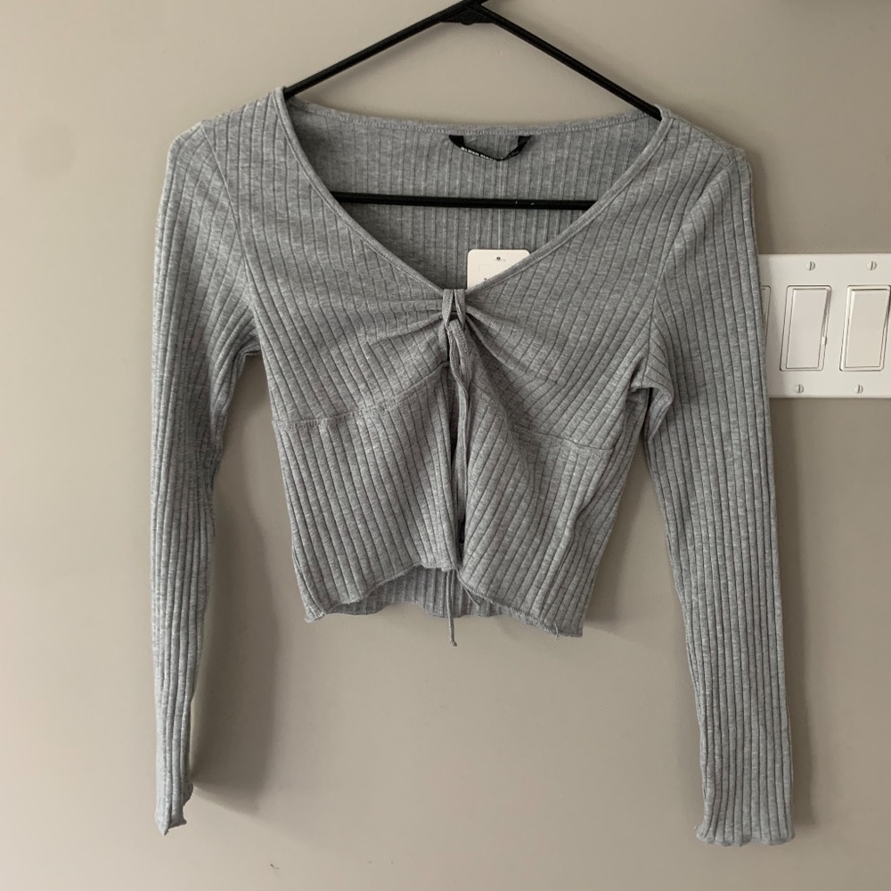 Gray Ribbed Top
